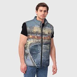 Мужской жилет Новогодние праздники в Москве, цвет: 3D-черный — фото 2