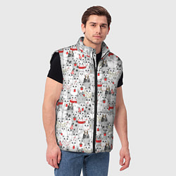 Мужской жилет Новогодние котики, цвет: 3D-черный — фото 2