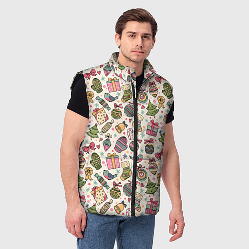 Мужской жилет Новогодний паттерн / 3D-Черный – фото 3