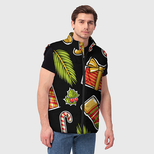 Мужской жилет Рождественский вайб / 3D-Черный – фото 3