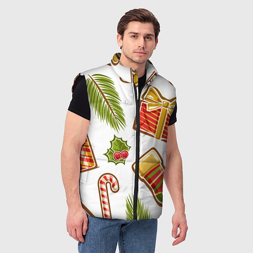 Мужской жилет Рождественский вайб / 3D-Черный – фото 3