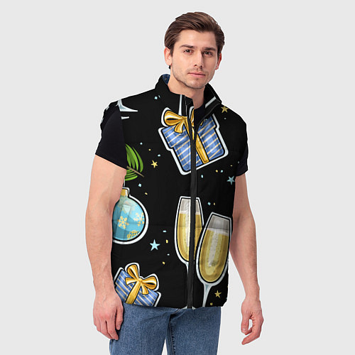 Мужской жилет Новогодний вайб / 3D-Черный – фото 3