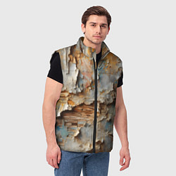 Мужской жилет Старая штукатурка на стене - абстракция, цвет: 3D-черный — фото 2