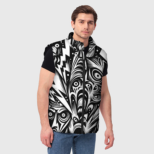 Мужской жилет Lightnings and faces - ai art fantasy / 3D-Черный – фото 3