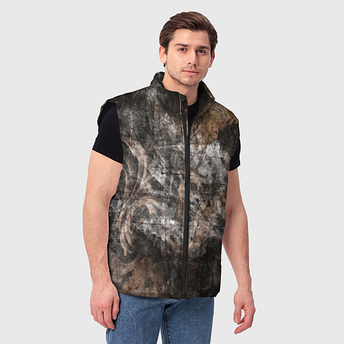 Мужской жилет Абстракция - brown darkness / 3D-Черный – фото 3