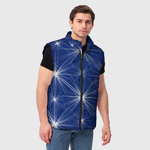 Мужской жилет Звезды на синем фоне / 3D-Черный – фото 3