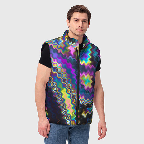 Мужской жилет Абстракция переливы / 3D-Черный – фото 3