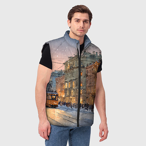 Мужской жилет Зимний Санкт-Петербург / 3D-Черный – фото 3