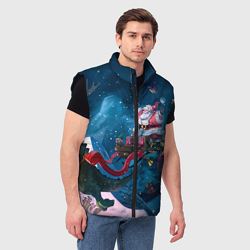 Мужской жилет Санта с динозавром / 3D-Черный – фото 3