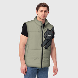 Мужской жилет Подозрительно лежачий кот, цвет: 3D-черный — фото 2