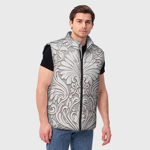 Мужской жилет Вензельные цветы / 3D-Черный – фото 3