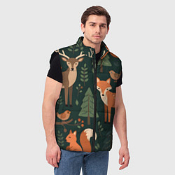 Мужской жилет В лесу с животными, цвет: 3D-черный — фото 2