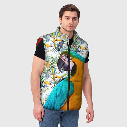 Мужской жилет Летний попугай / 3D-Красный – фото 3