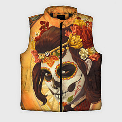Мужской жилет Девушка. Сахарный череп, цвет: 3D-черный