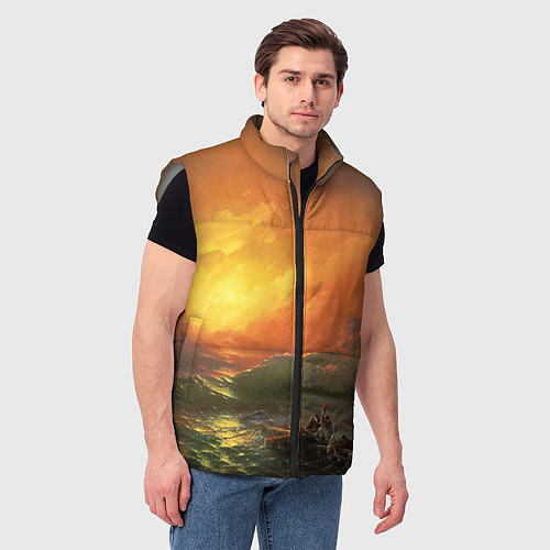 Мужской жилет Айвазовский - 9 Вал / 3D-Светло-серый – фото 3