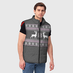 Мужской жилет Узор с оленями, цвет: 3D-красный — фото 2