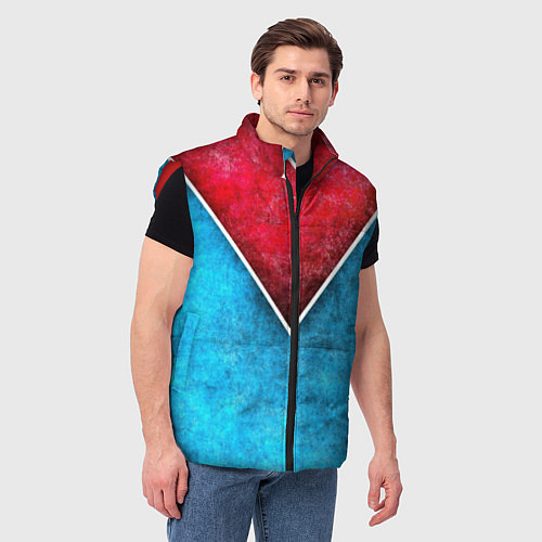 Мужской жилет Grunge superhero line - геометрические линии / 3D-Красный – фото 3
