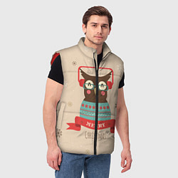 Мужской жилет Сова в наушниках, цвет: 3D-красный — фото 2