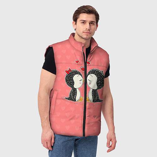 Мужской жилет Влюбленные пингвины / 3D-Черный – фото 3