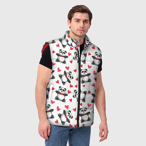 Мужской жилет Любимые панды / 3D-Красный – фото 3