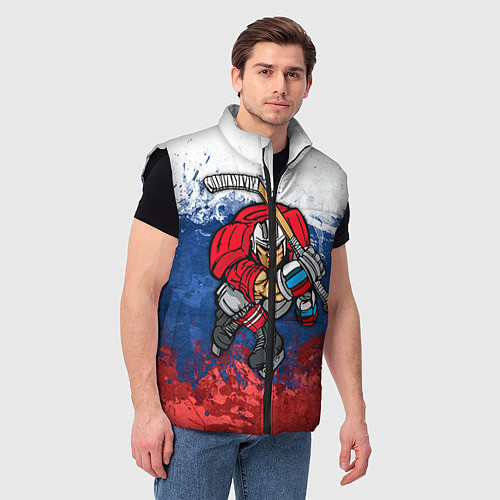 Мужской жилет Русский хоккеист / 3D-Черный – фото 3