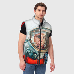 Мужской жилет Гагарин в полете, цвет: 3D-красный — фото 2