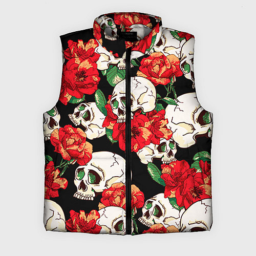 Мужской жилет Черепки и розы / 3D-Светло-серый – фото 1