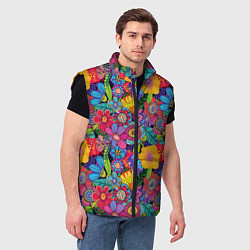 Мужской жилет Яркие цветы, цвет: 3D-черный — фото 2