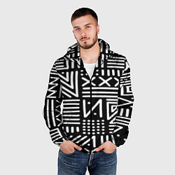 Ветровка с капюшоном мужская Pattern, цвет: 3D-черный — фото 2