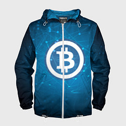 Ветровка с капюшоном мужская Bitcoin Blue, цвет: 3D-белый