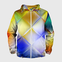 Ветровка с капюшоном мужская Colorful squares, цвет: 3D-белый