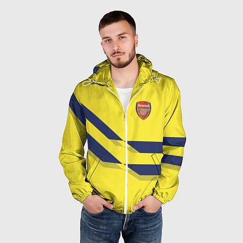 Мужская ветровка Arsenal FC: Yellow style / 3D-Белый – фото 3