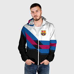 Ветровка с капюшоном мужская Barcelona FC: Black style, цвет: 3D-белый — фото 2