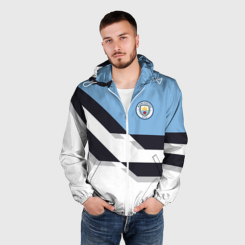 Мужская ветровка Manchester City FC: White style / 3D-Белый – фото 3