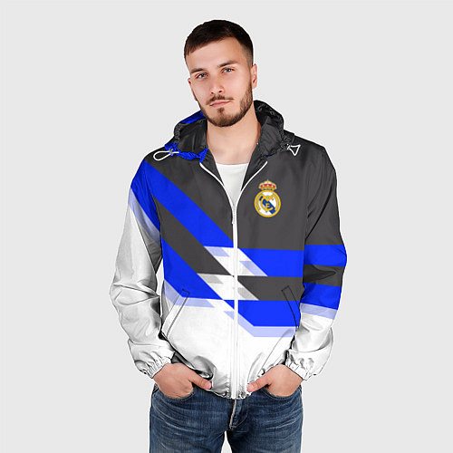 Мужская ветровка Real Madrid FC: White style / 3D-Белый – фото 3