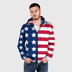 Ветровка с капюшоном мужская USA Flag, цвет: 3D-черный — фото 2