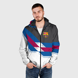 Ветровка с капюшоном мужская Barcelona FC: White style, цвет: 3D-черный — фото 2