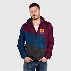 Ветровка с капюшоном мужская FC Barcelona: Dark polygons, цвет: 3D-черный — фото 2