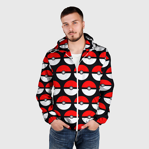 Мужская ветровка Pokeball Pattern / 3D-Белый – фото 3