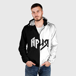 Ветровка с капюшоном мужская Ария Ч/Б, цвет: 3D-черный — фото 2