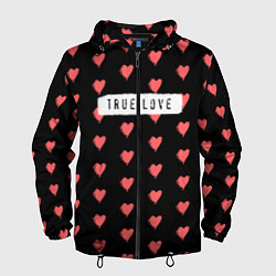 Ветровка с капюшоном мужская True Love, цвет: 3D-черный