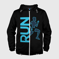Ветровка с капюшоном мужская RUN: Black Style, цвет: 3D-белый