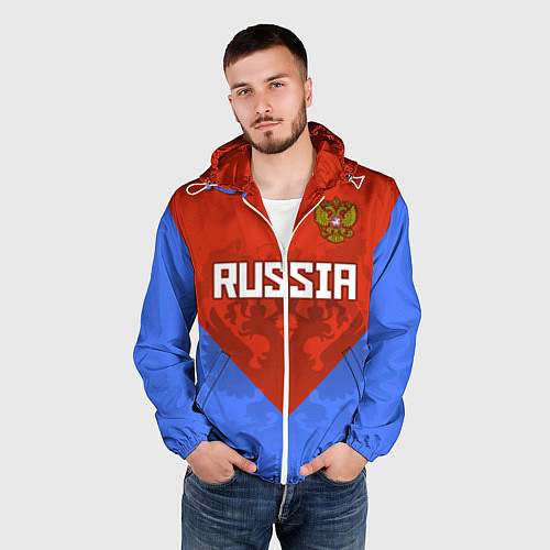 Мужская ветровка Russia Red & Blue / 3D-Белый – фото 3