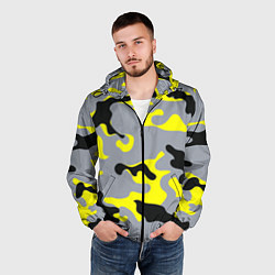 Ветровка с капюшоном мужская Yellow & Grey Camouflage, цвет: 3D-черный — фото 2