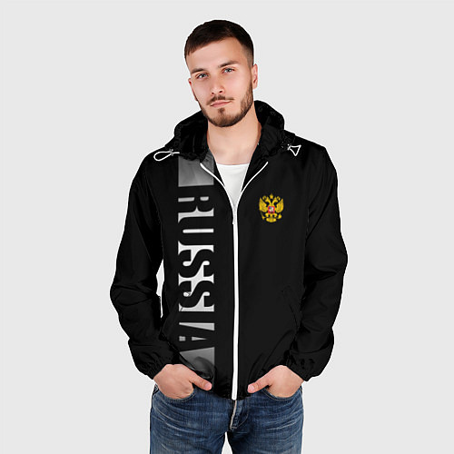 Мужская ветровка Russia: Black Line / 3D-Белый – фото 3