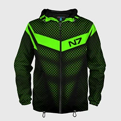 Ветровка с капюшоном мужская N7: Green Armor, цвет: 3D-черный