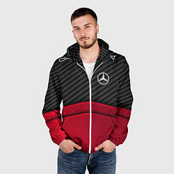 Ветровка с капюшоном мужская Mercedes Benz: Red Carbon, цвет: 3D-белый — фото 2