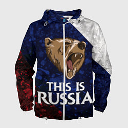 Ветровка с капюшоном мужская Russia: Roaring Bear, цвет: 3D-белый