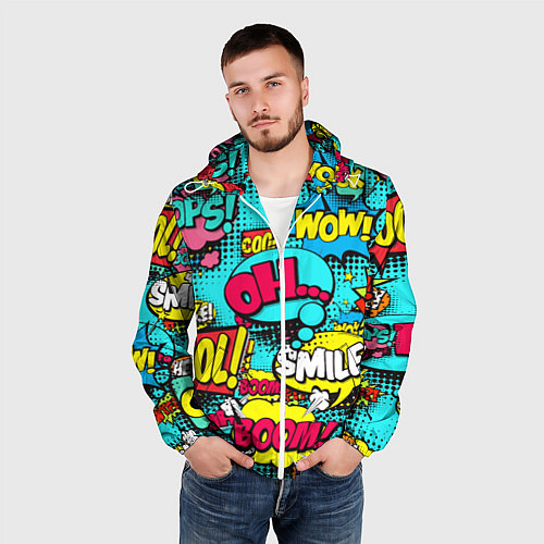 Мужская ветровка Кислотный поп-арт / 3D-Белый – фото 3