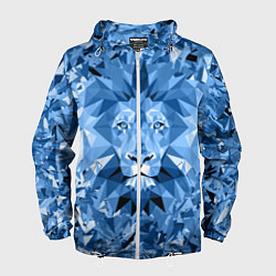 Ветровка с капюшоном мужская Сине-бело-голубой лев, цвет: 3D-белый